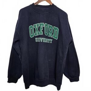 Vintage Oxford University Crew Neck Size Large Navy Sweatshirt Preppy